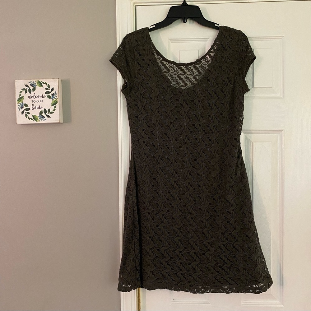 Apt 9 Lace Overlay Cap Sleeve Mini Dress Tribe Green Olive Green Medium NWT
